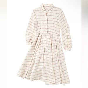 Son de Flor Sophie Dress long sleeve pink strip on white size small